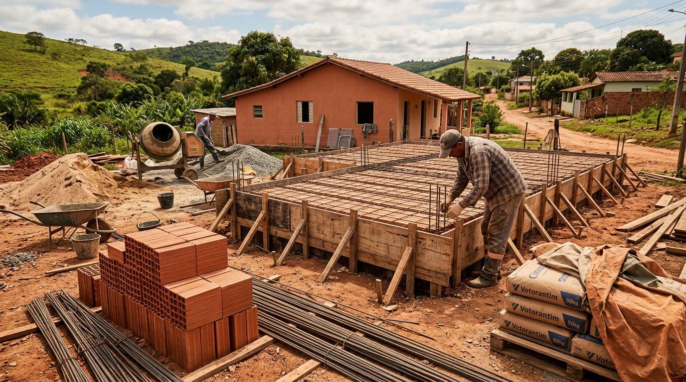 10 materiais essenciais para construir uma laje de 50 m² em obra rural