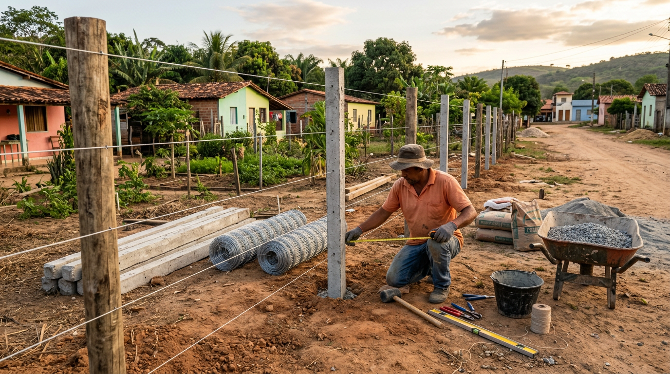 8 itens para calcular o material de 100 metros de cerca com mourão de concreto