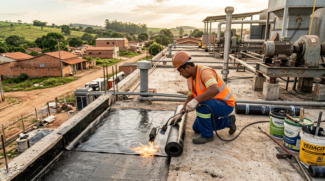 Dimensionamento e aplicação de membranas asfálticas elastoméricas em lajes de cobertura de edifícios industriais com alta vibração e exposição a intempéries