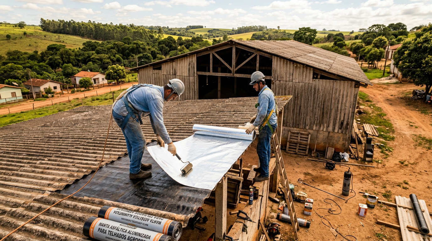 Diretrizes para especificação e aplicação de mantas asfálticas aluminizadas em telhados de fibrocimento de galpões agrícolas para armazenamento de grãos