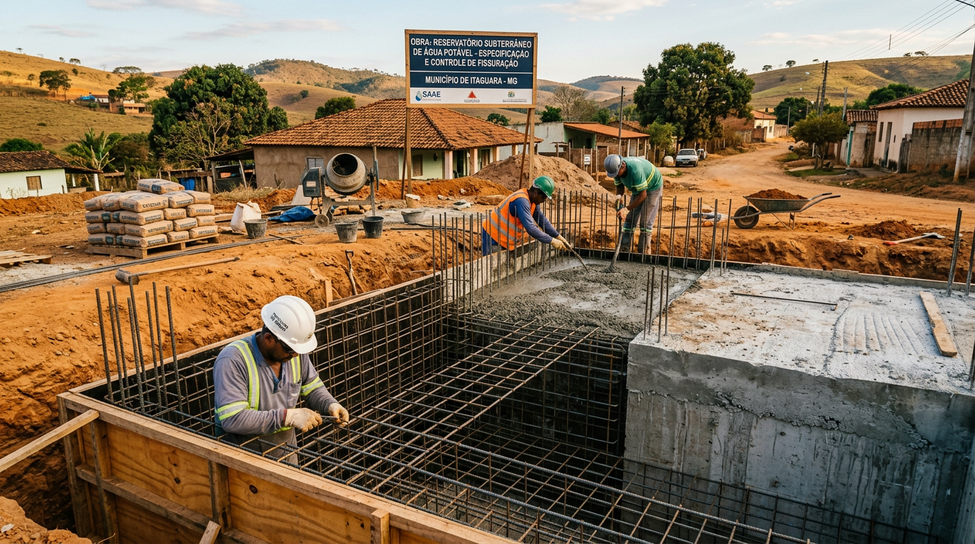 Especificação e controle de fissuração em concretos de alto desempenho para estruturas de contenção de reservatórios subterrâneos de água potável.