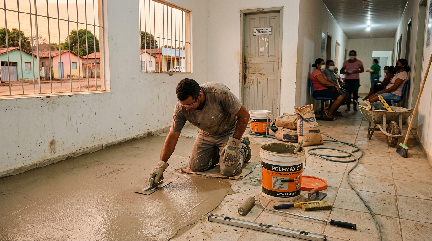 Especificação e controle de qualidade para revestimentos cimentícios poliméricos em pisos de áreas molhadas de postos de saúde com alto tráfego