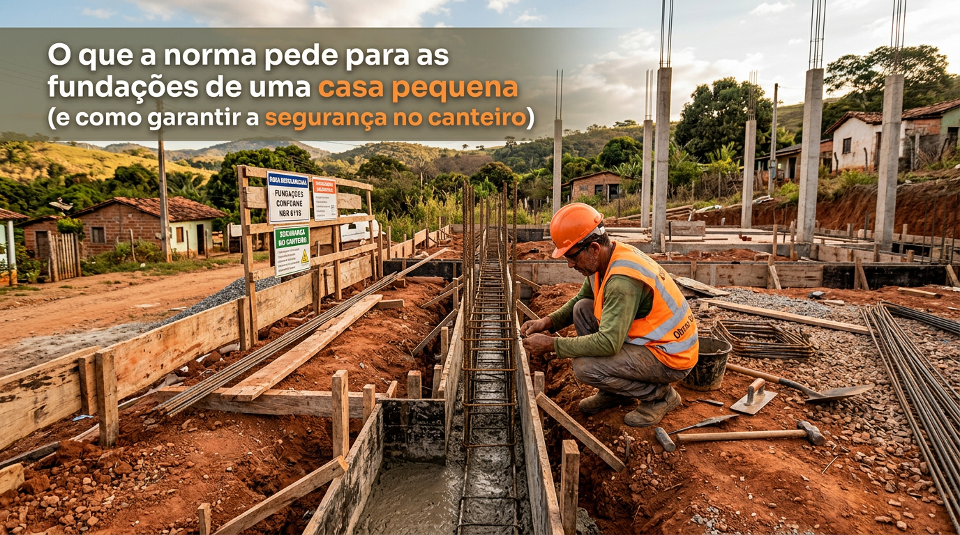 O que a norma pede para as fundações de uma casa pequena (e como garantir a segurança no canteiro)