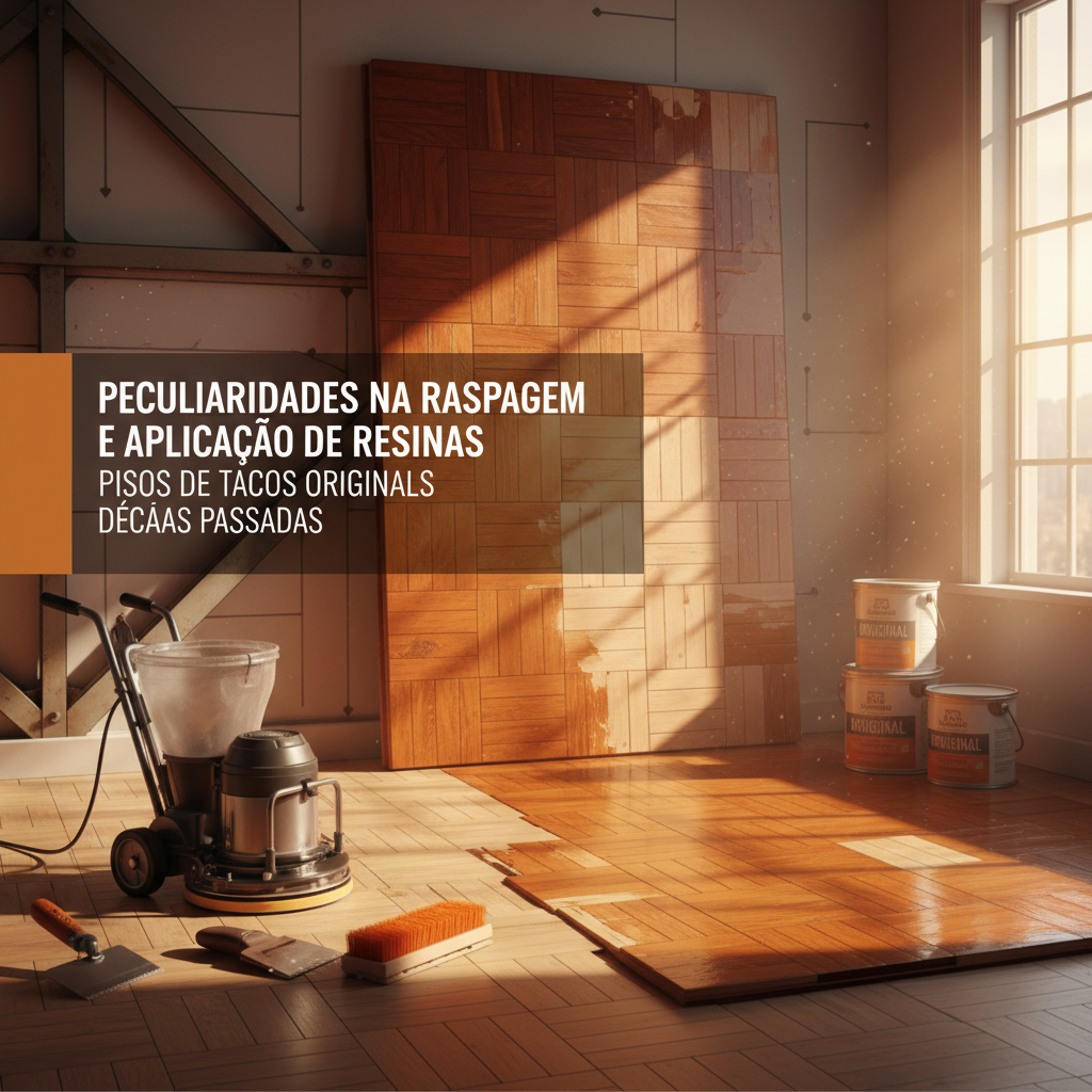 Peculiaridades na raspagem e aplicação de resinas em pisos de tacos de madeira originais de décadas passadas