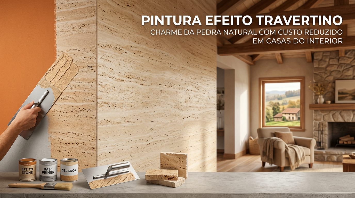 Pintura Efeito Travertino: Charme da Pedra Natural com Custo Reduzido em Casas do Interior