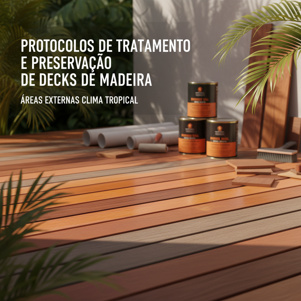 Protocolos de tratamento e preservação de decks de madeira em áreas externas sob clima tropical