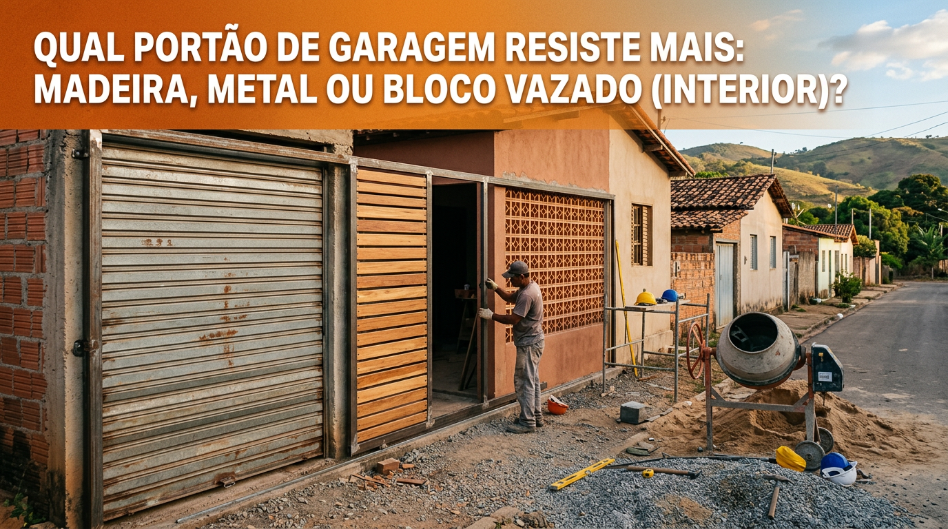 Qual Portão de Garagem Resiste Mais: Madeira, Metal ou Bloco Vazado (Interior)?