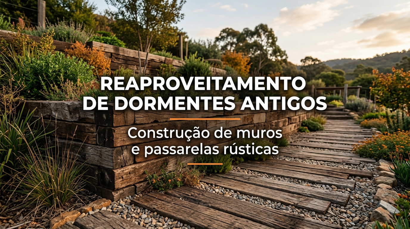 Reaproveitamento de dormentes antigos: construção de muros e passarelas rústicas