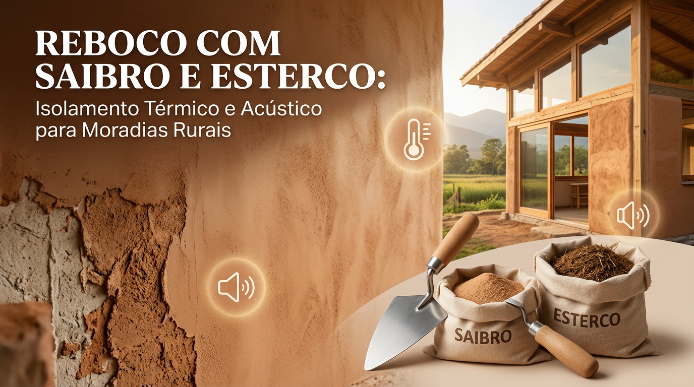Reboco com saibro e esterco: Isolamento térmico e acústico para moradias rurais