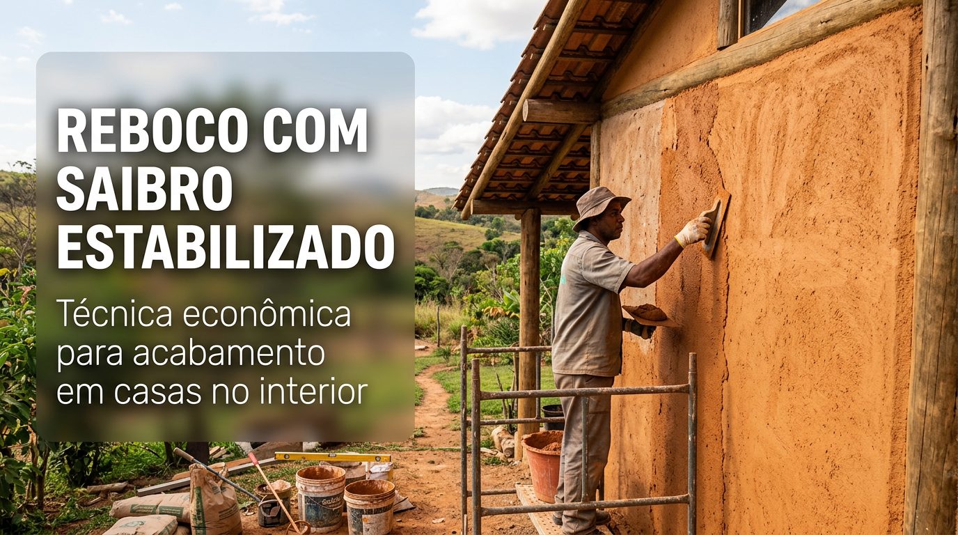 Reboco com saibro estabilizado: técnica econômica para acabamento em casas no interior