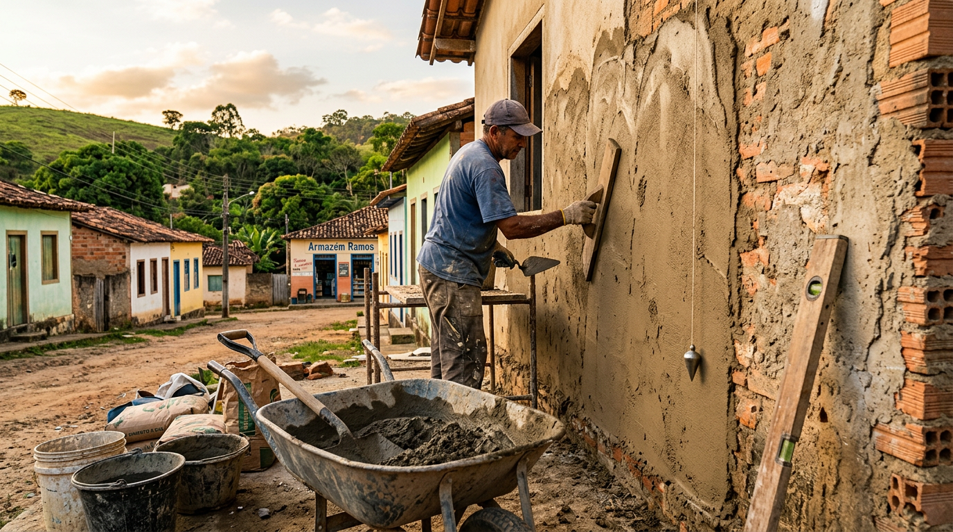 Reboco Perfeito sem Desperdício: Traço Ideal para Parede Antiga Fora de Esquadro