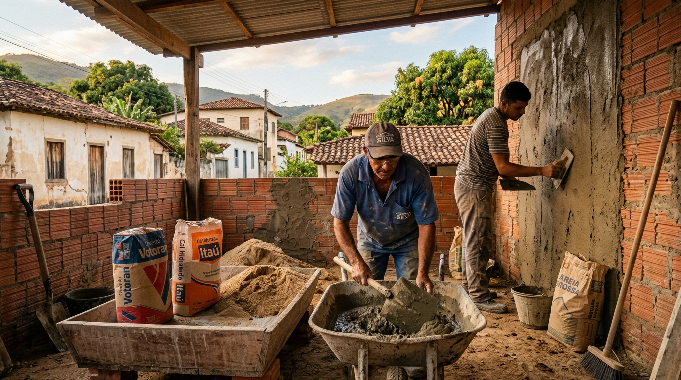 Reboco Traço Econômico: Areia + Cimento + Cal na Medida Certa para o Interior