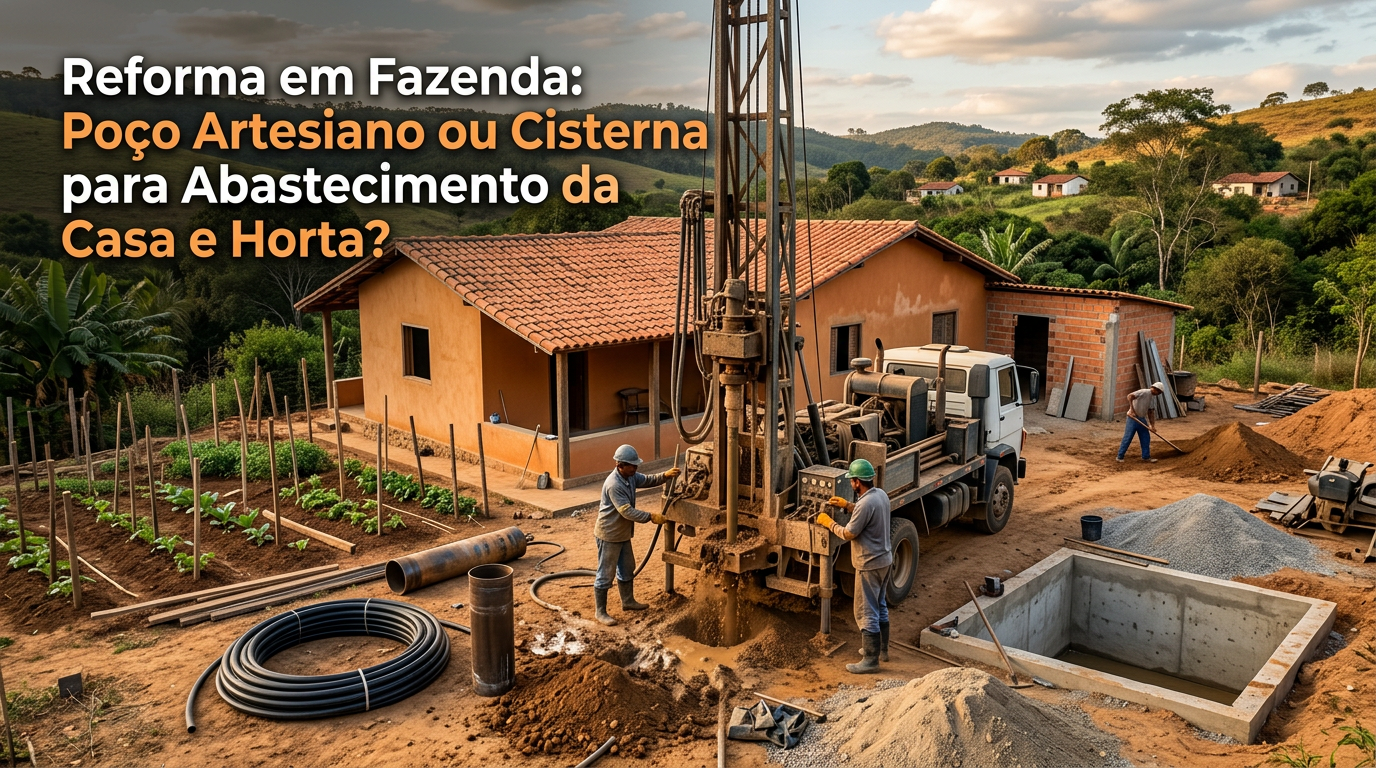 Reforma em Fazenda: Poço Artesiano ou Cisterna para Abastecimento da Casa e Horta?