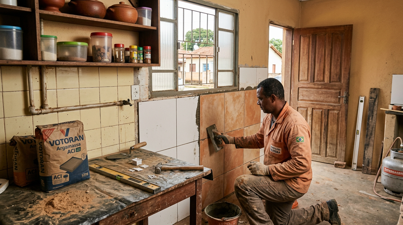 Reforma sem quebrar tudo: Revestimento sobre azulejo antigo na cozinha e banheiro
