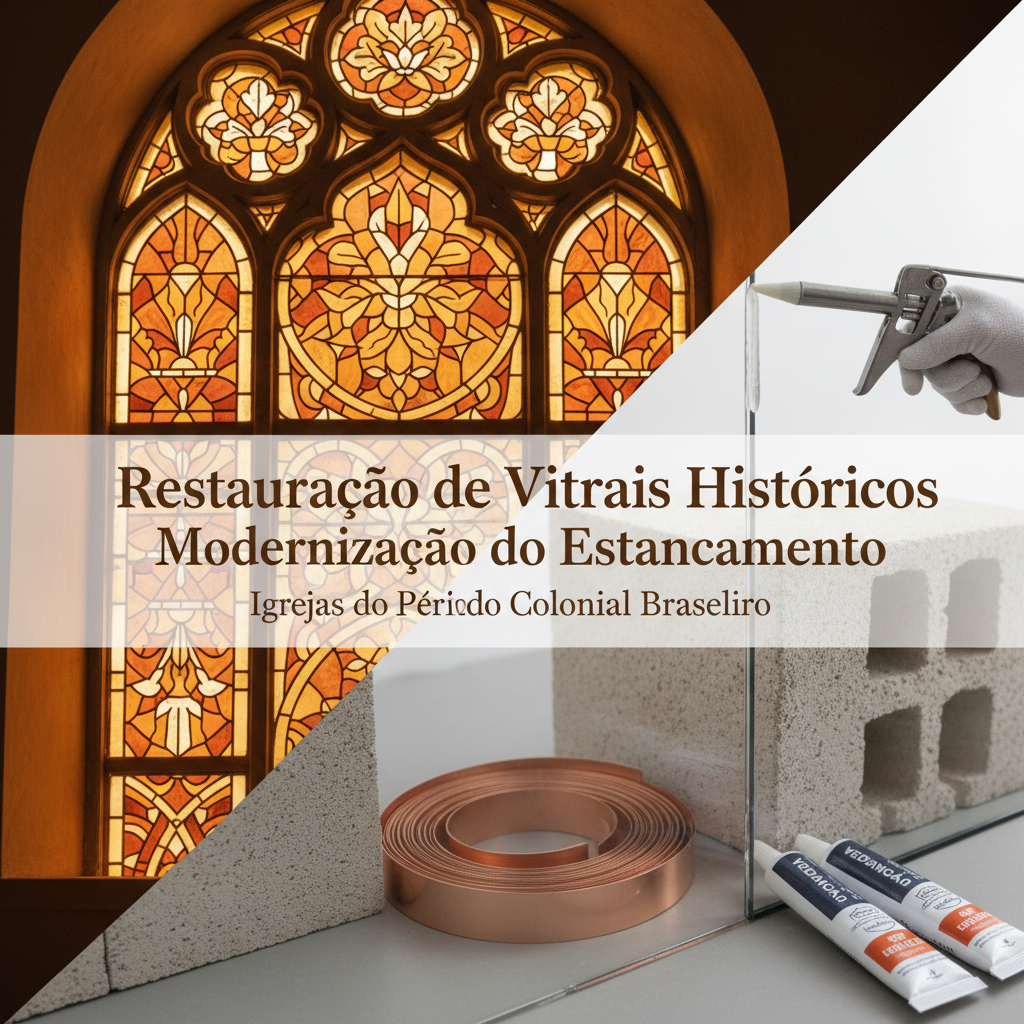 Restauração de vitrais históricos e modernização do estancamento em igrejas do período colonial brasileiro