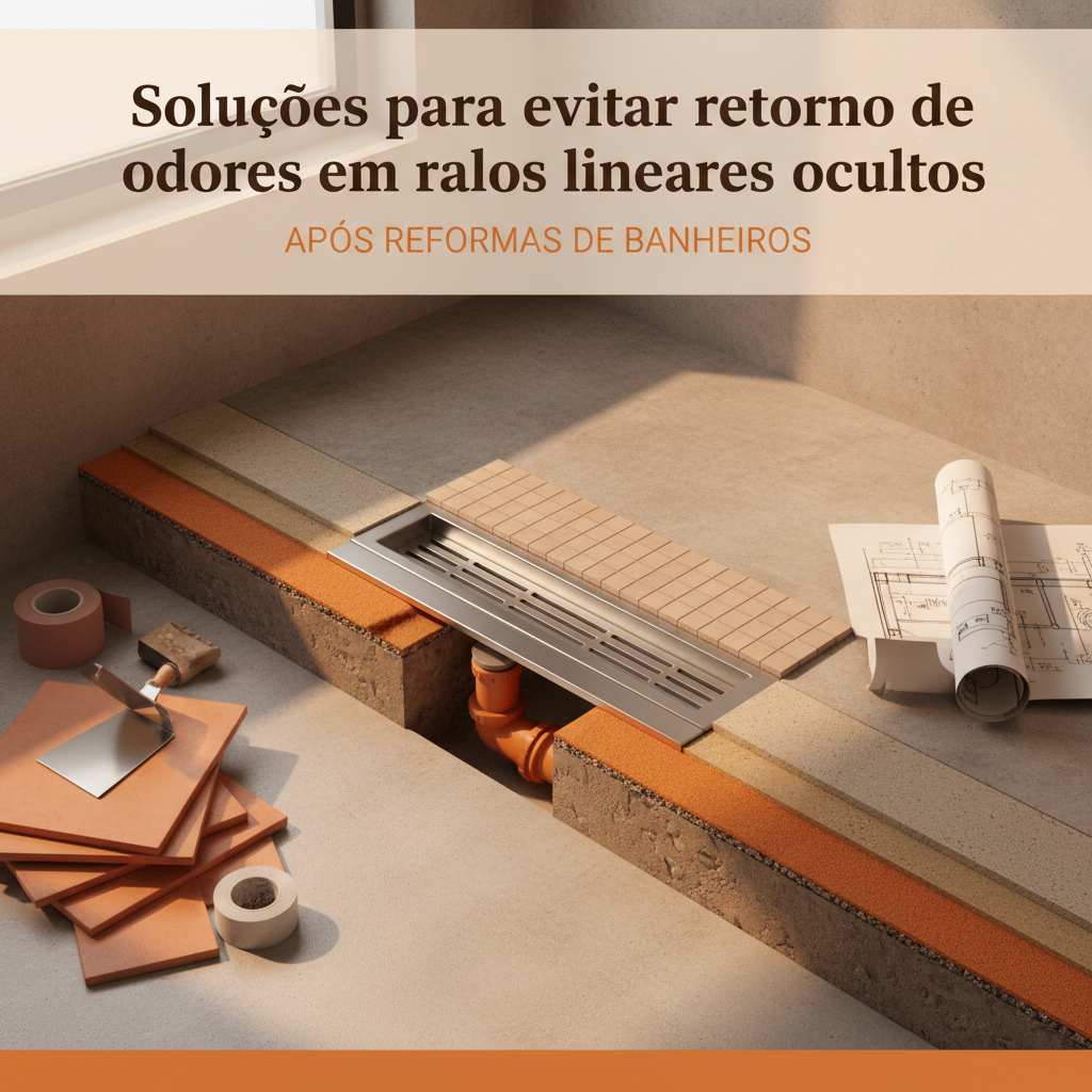 Soluções para evitar retorno de odores em ralos lineares ocultos após reformas de banheiros
