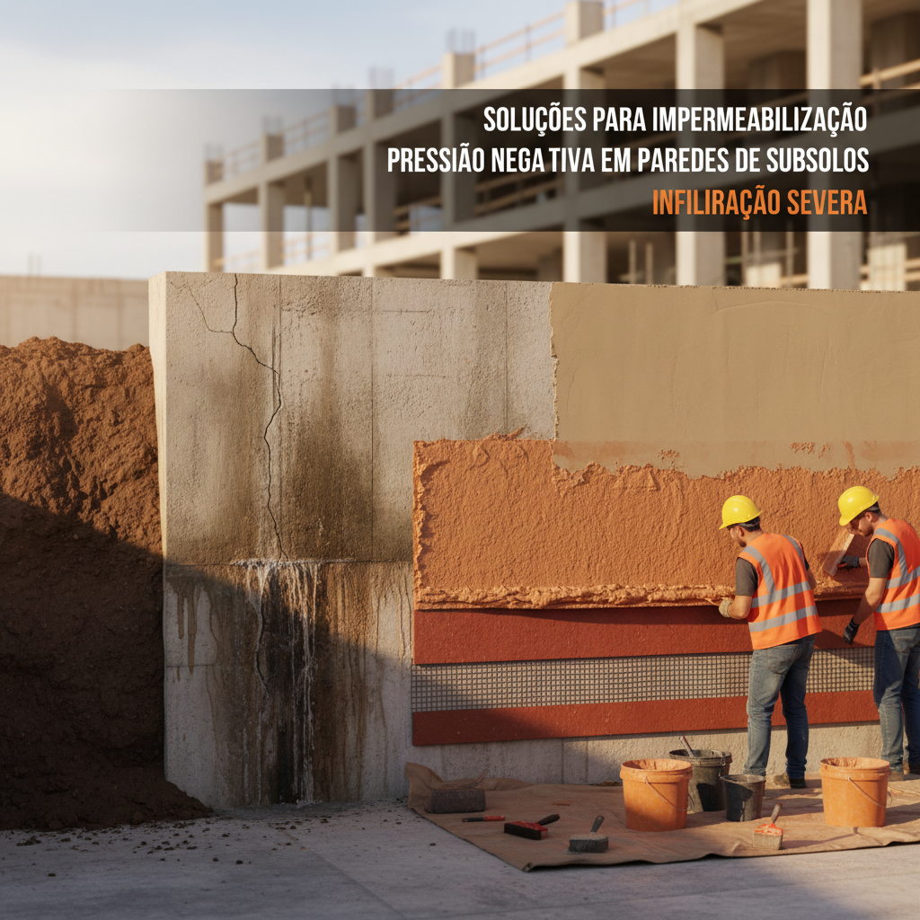 Soluções para impermeabilização de pressão negativa em paredes de subsolos com infiltração severa