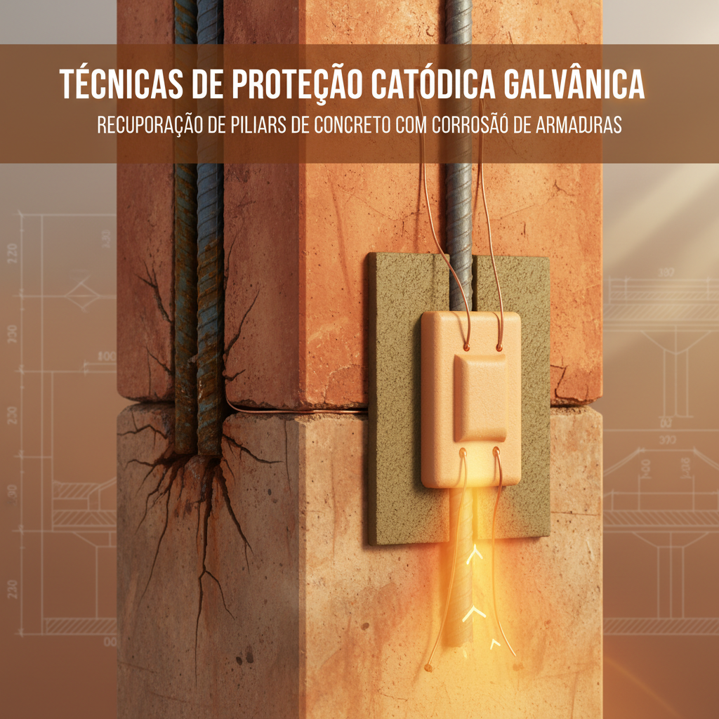 Técnicas de proteção catódica galvânica para recuperação de pilares de concreto com corrosão de armaduras