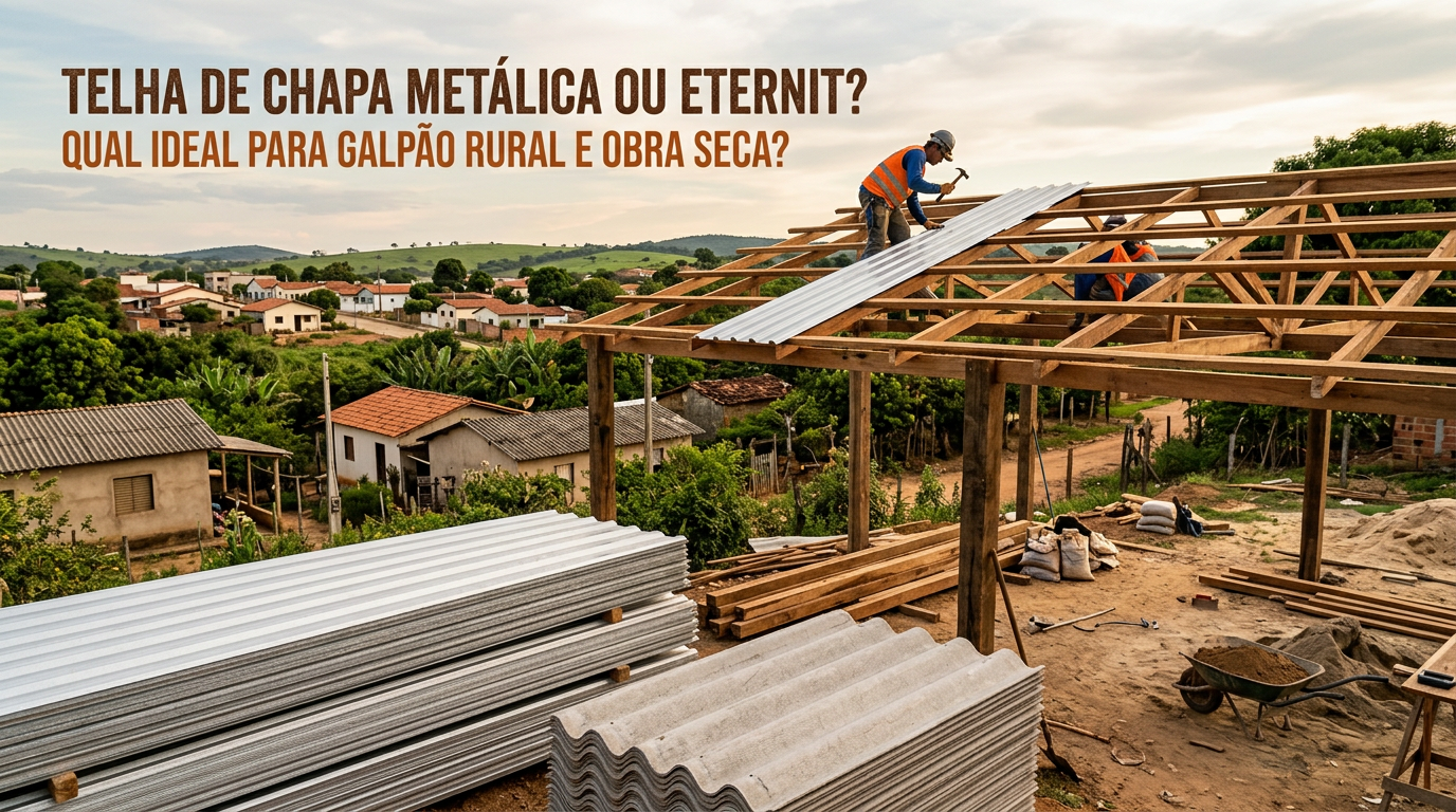 Telha de Chapa Metálica ou Eternit: Qual Ideal para Galpão Rural e Obra Seca?
