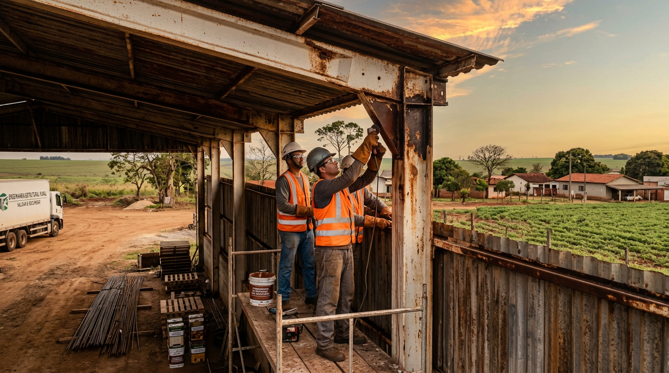 Validação e recuperação estrutural de coberturas metálicas corroídas em armazéns de fertilizantes com atmosfera agressiva